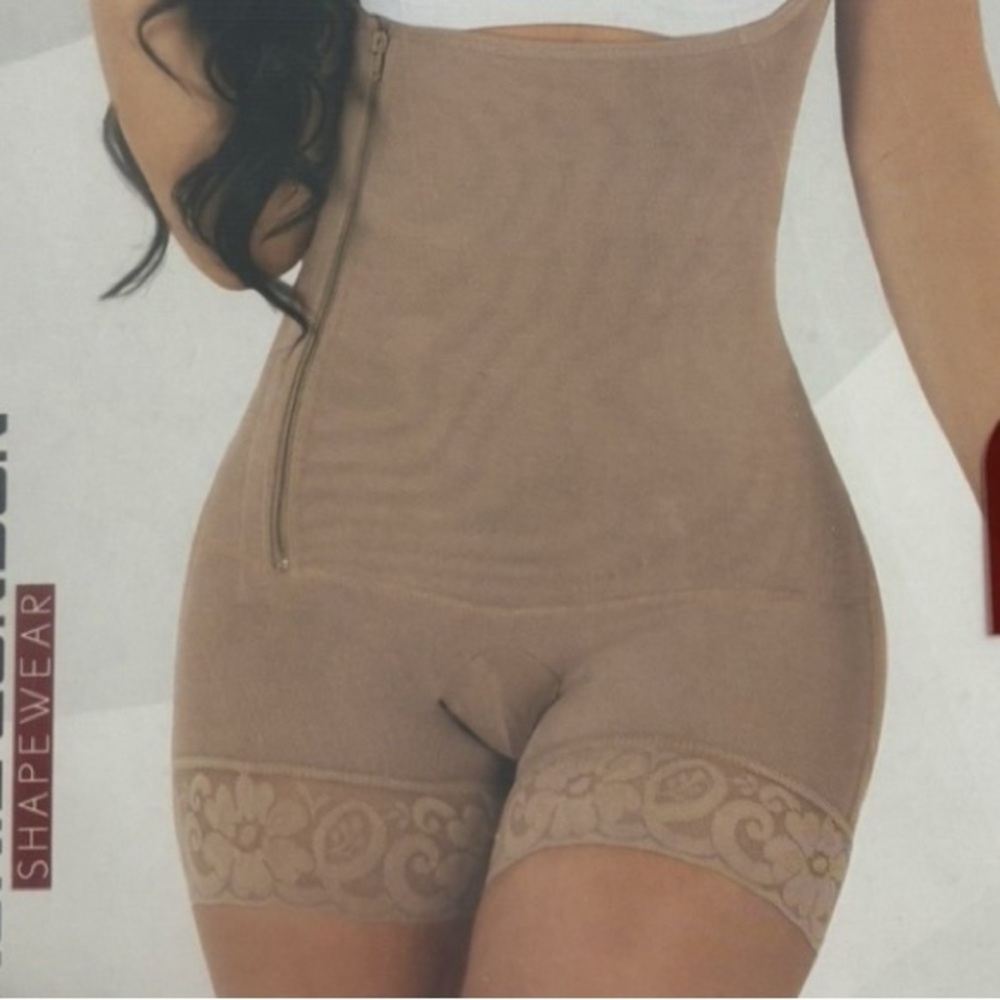 JACKIE LONDON COLOMBIAN FAJA GIRDLE TAUPE High-Waisted Shapewear OPEN CROTCH